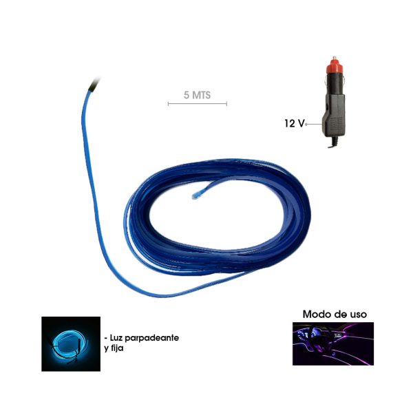 LUZ LED P/CARRO AZUL SMARTWIRE C/FUNCIONES 5 MTS CD-172201B