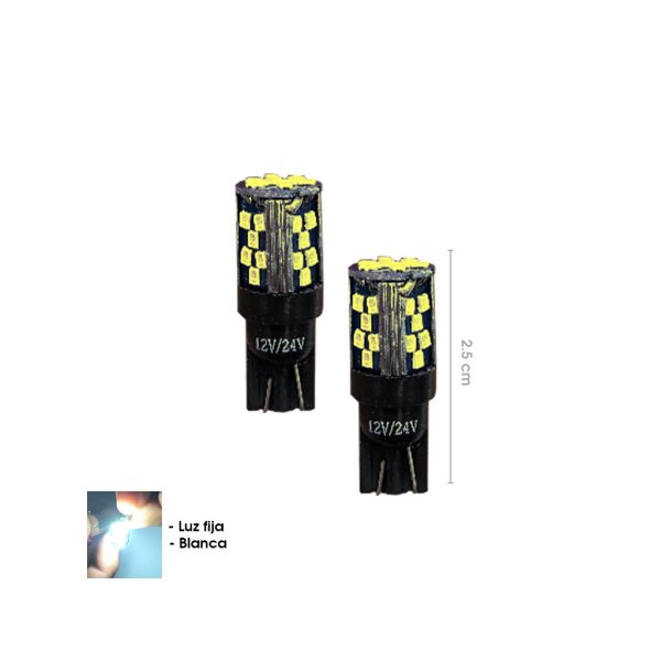 BOMBILLO 33 LED BLANCO 2 PCS T10 12/24V 2016T10