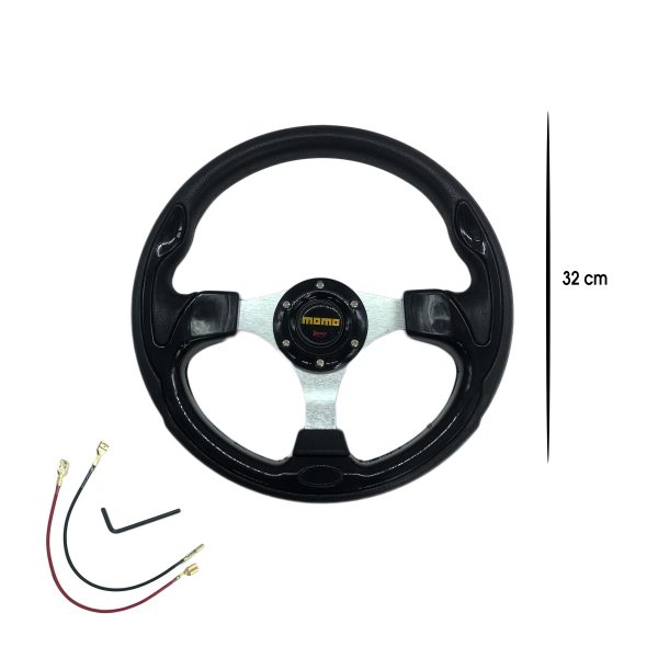 TIMON DEPORTIVO NEGRO NEGRO 32CM 50MM MOMO SY-GZFXP0178