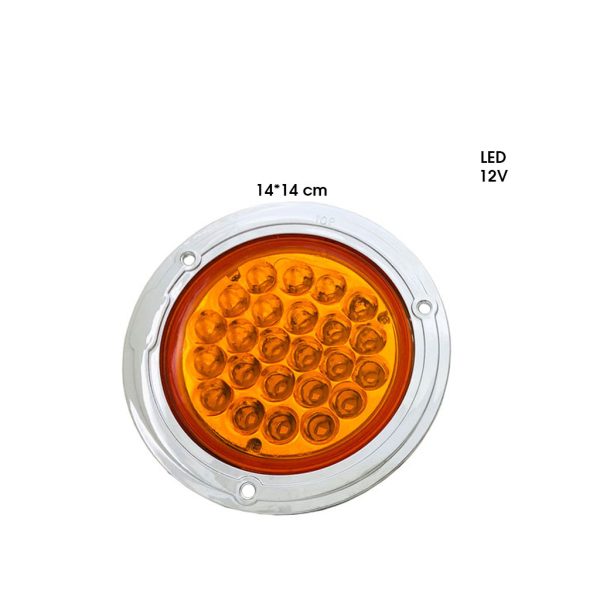 LAMPARA REDONDA 4" 24LED AMBAR ARO CROMO DM-A-090