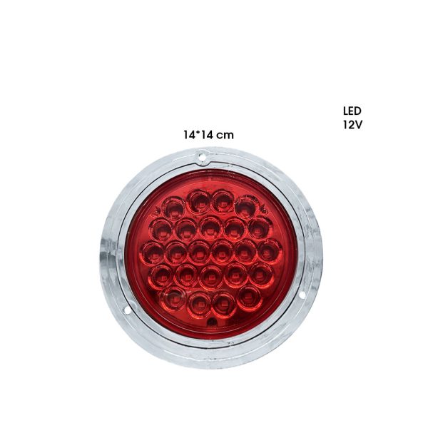 LAMPARA REDONDA 4" 24LED ROJO ARO CROMO DM-A-090