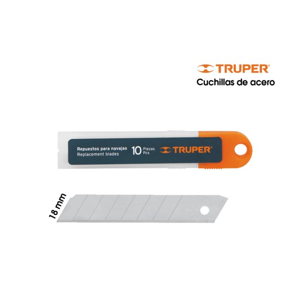 CUCHILLA DE REPUESTO 18MM 10 PCS ACERO TRUPER