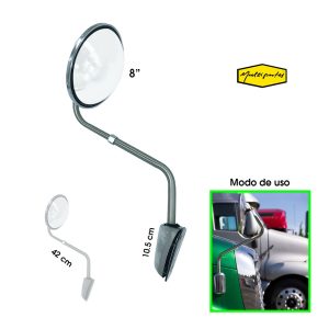 RETROVISOR PLASTICO REDONDO 8" PANORAMICO BRAZO INOX MULTIPARTES 2-205 - Imagen 1