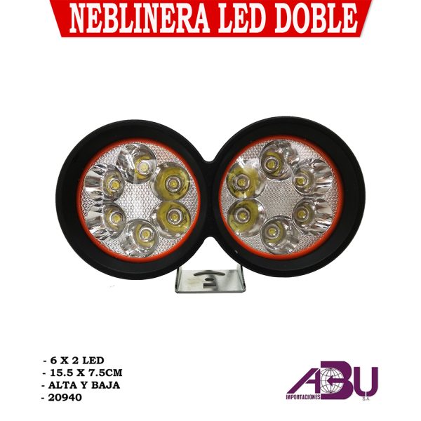 LAMPARA LED DOBLE REDONDA 6 X 2 LED 15X7CM 443-6