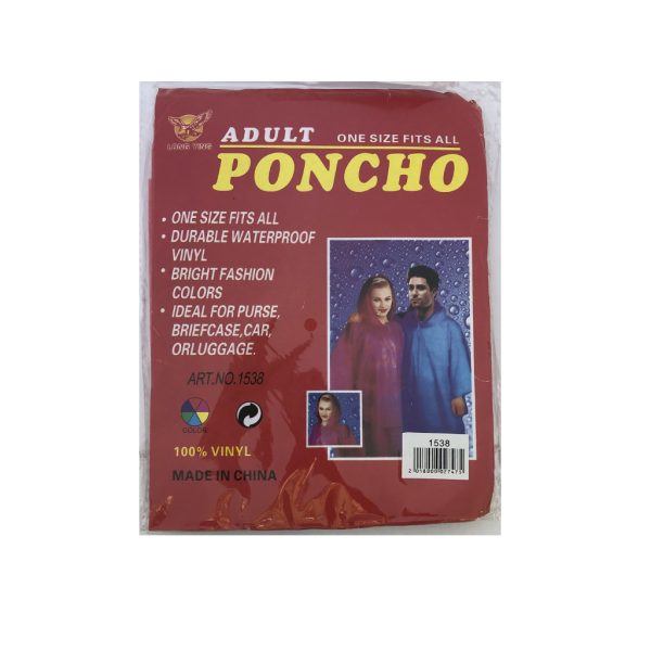 CAPA P/LLUVIA TIPO PONCHO P/ADULTO 1538 AM AZ RD MOR