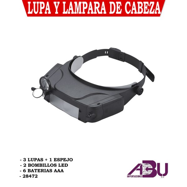 LAMPARA DE CABEZA 3 LUPAS ESPEJO Y LED 1.5X 3X 9.5X 11X MG81007-C