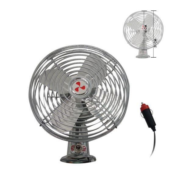 VENTILADOR 6 PLG 12V CROMADO 2 VEL METALICO HQ-02405