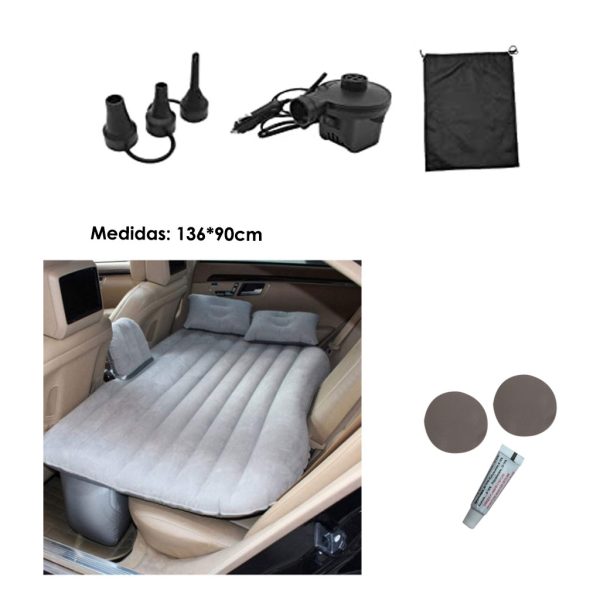 CAMA INFLABLE P/CARRO GRIS INCLUYE INFLADOR 136X90CM SY-CQC0001B-GRAY