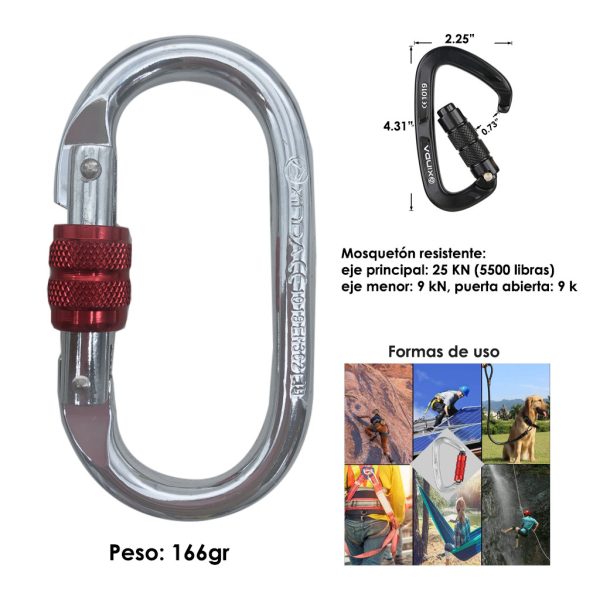 MOSQUETON ACERO CROMADO 166 GR XDQ96068-SILVER