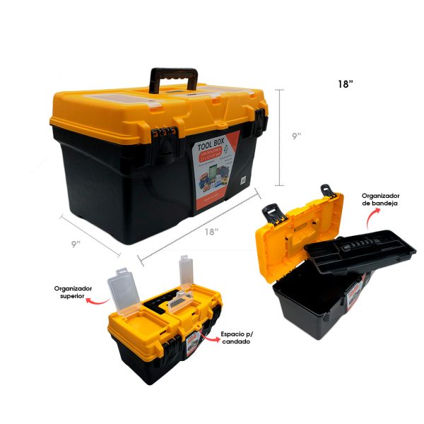 CAJA DE HERRAMIENTAS 18 PLG C/ORGANIZADOR Y BANDEJA ACE-901432C