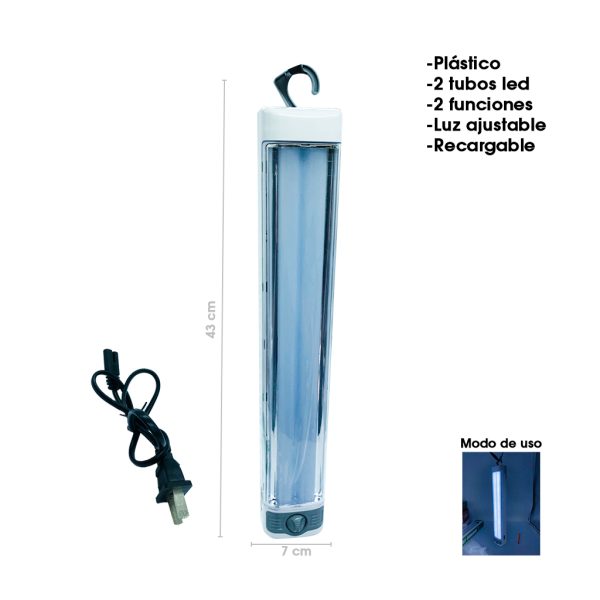LAMPARA DE EMERGENCIA TUBO LED RECARGABLE ML-839T