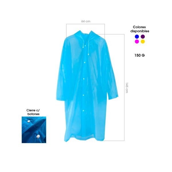 CAPA P/LLUVIA TIPO GABARDINA P/ADULTO C/MANGAS 150 GRAMOS 2236