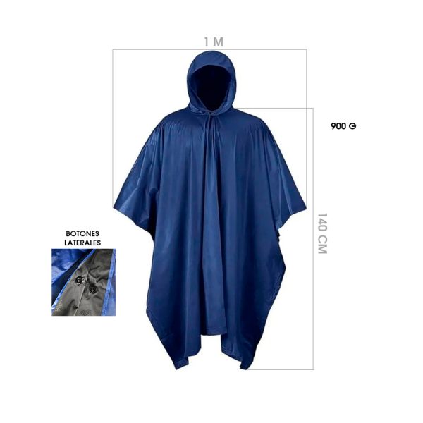 CAPA P/LLUVIA TIPO PONCHO P/ADULTO 900 GRAMOS AZUL 1688