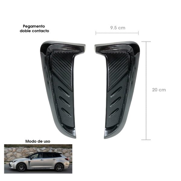 SALIDA DE AIRE BRANQUIAS 2 PCS NEGRO C/CARBON 20X9.5CM CD-141774A