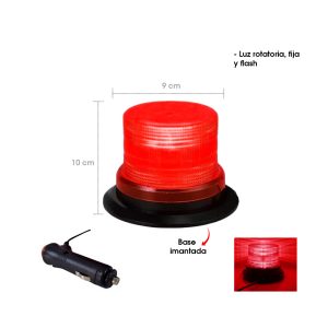 TAMALERA 18 LED ROJO MAGNETICA ROTATIVA Y FLASH 15X12CMS 8685-10 - Imagen 1