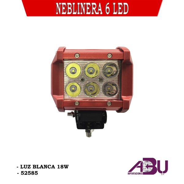NEBLINERA 2 LINEAS 18W 6 LED C/REMACHES ROJA
