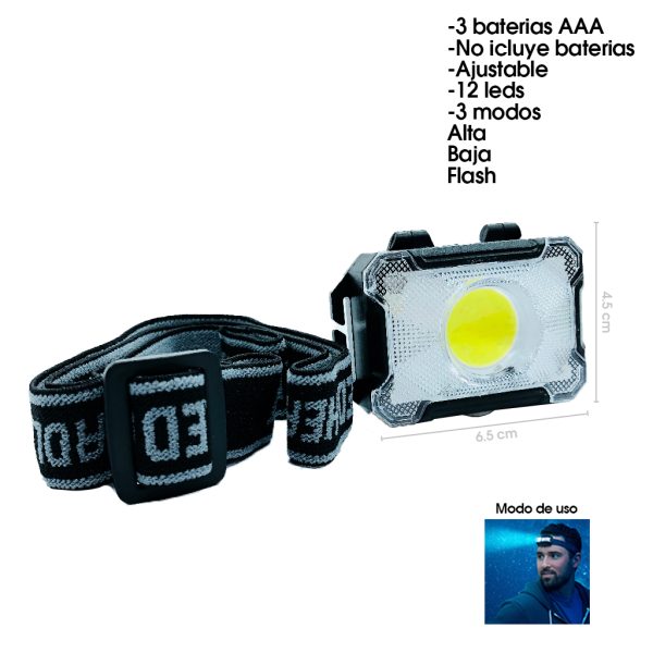 LAMPARA DE MINERO 3 LED NK-H127-1 NE/AZ/VER BAT