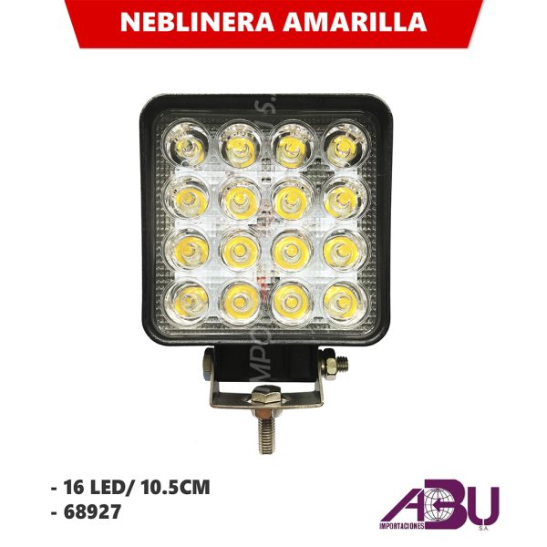 NEBLINERA CUADRADA 16 LED AMARILLA 10.5CM