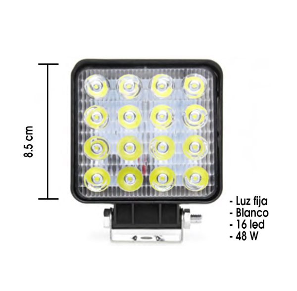 NEBLINERA 16 LED CUADRADA 8.5X8.5CM WHITE JR-MINI-48W