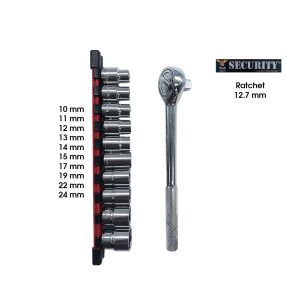 RATCHET 1/2 Y SOCKET 11 PCS 7A010-86-735 SECURITY - Imagen 1