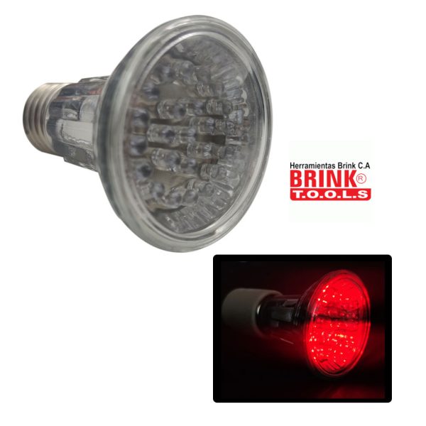 BOMBILLO DICROICO 24 LED ROJO 110V/E27/45L/1.3W
