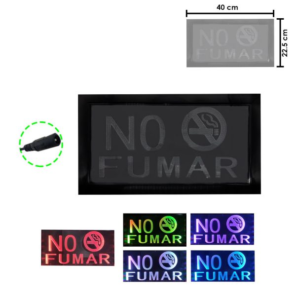 ROTULO LUMINOSO CARVED NO FUMAR LG-032