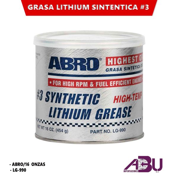 GRASA LITHIUM SYNTHETIC N0 3 16 ONZAS ABRO