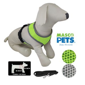 ARNES Y CORREA P/PERRO MESH VERDE/GRIS LARGE - Imagen 1