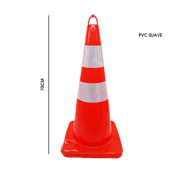 CONO DE TRANSITO PVC SUAVE 70 CM CON 2 REFLECTIVOS