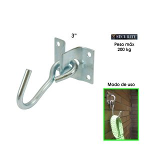 GANCHO P/HAMACA SECURITY HASTA 200 KILOS ACERO SC-HH-200KG - Imagen 1