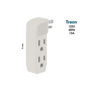 ESPIGA TRIPLE BEIGE C/TIERRA TIPO F TROEN TR-LT-B1 - Imagen 1