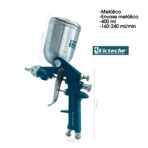 PISTOLA DE GRAVEDAD P/PINTAR 50PSI HVLP VASO 400ML VITECHE - Imagen 1