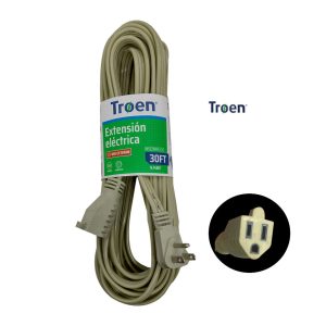 EXTENSION ELECTRICA 30 PIES 125V 16AWG/3C POLARIZADO TROEN - Imagen 1